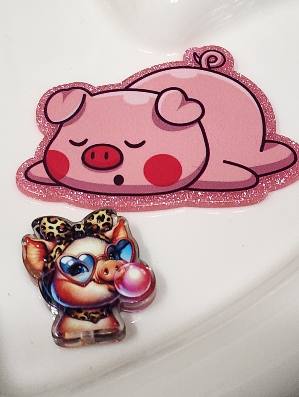 Pig Flatback Focal Bead Badge Keychain Crafts Beaded Pen Magnet Bag Clip